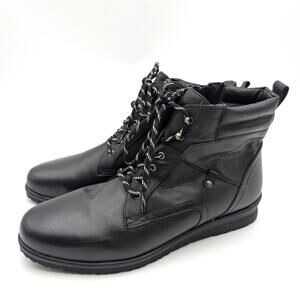 David Tate Peak Lace-Up Ankle Boots Round Toe Women's Black Size US11M EU41.5